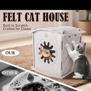 Felt Cat House with Scratch Design